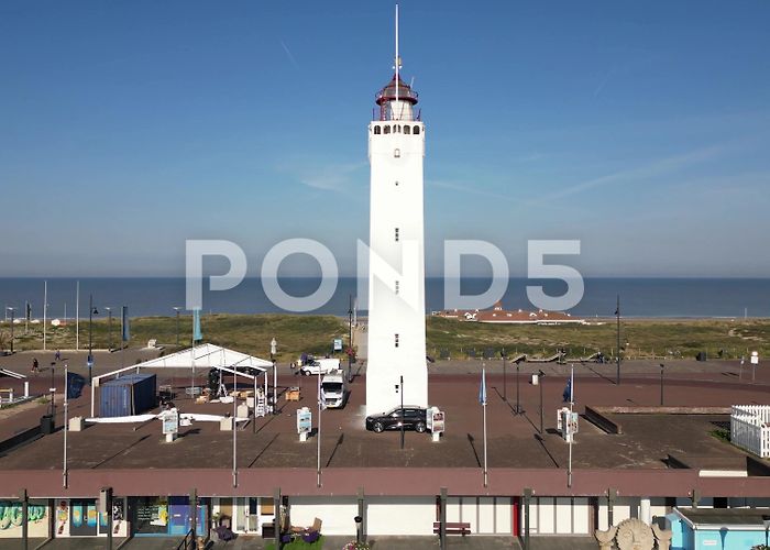 Lighthouse Noordwijk lighthouse at Noordwijk Aan Zee on sunny... | Stock Video | Pond5 photo