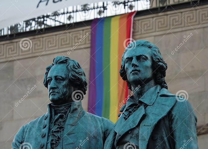 German National Theatre Weimar Sculpture Statue of Johann Wolfgang Goethe and Friedrich Schiller ... photo