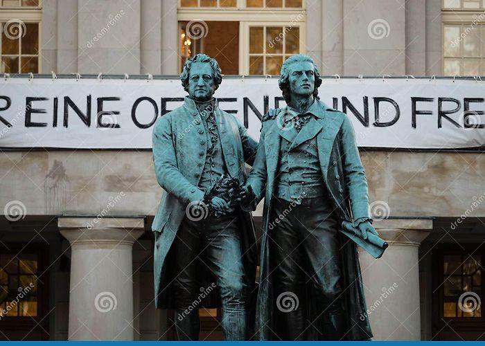 German National Theatre Weimar Sculpture Statue of Johann Wolfgang Goethe and Friedrich Schiller ... photo