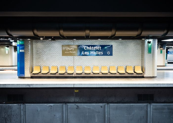 Les Halles (Paris Métro) It's eerie': Capturing the emptiness of Paris, a city under lockdown photo