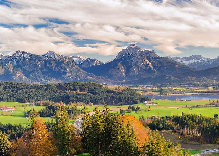 Forggensee Panoramic landscape in Bavaria with Forggensee lake near Füssen ... photo