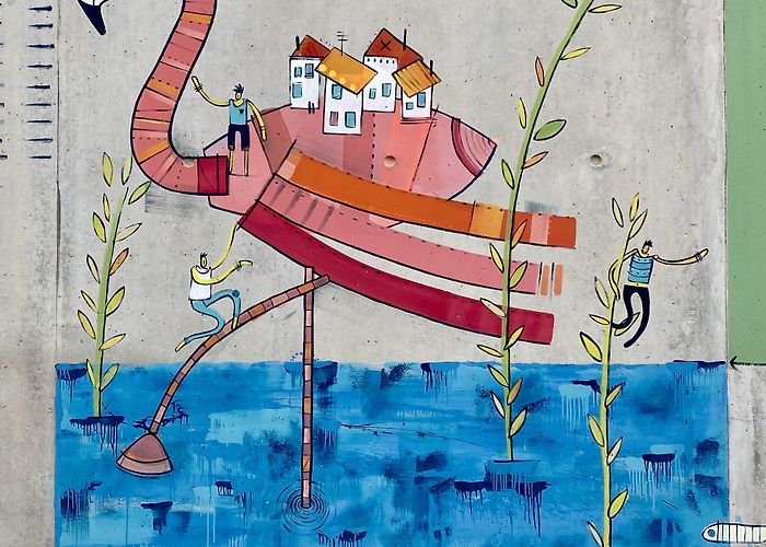 C.H.U Saint Eloi Flight of the Flamingos at St Eloi Hospital by Adec - Street Art ... photo