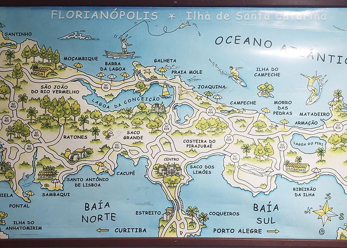 Cachoeira do Bom Jesus Beach A fun map of my hometown and its common activities around. Bought ... photo
