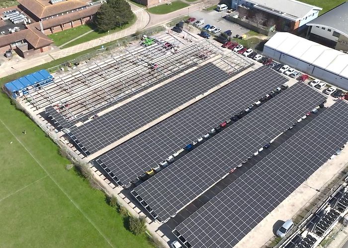 Eastbourne District General Hospital Eastbourne hospital installs 2,250 solar panels on car park roof photo